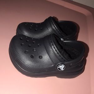 Black Fur Crocs- Toddler